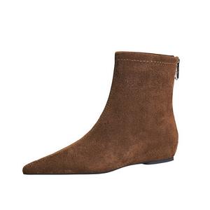 BIGTREE Женские ботильоны тёмно-коричневые без подкладки, цвет Dark Brown Unlined