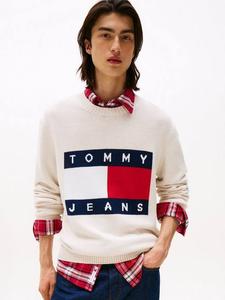 Свитер Tommy Jeans Intarsia Flag Badge Mélange Tommy Hilfiger, Ancient White