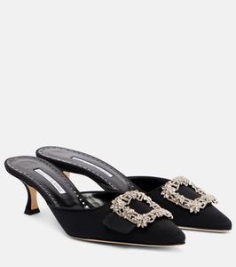 Maysale Jewel 50 мюли из крепдешина Manolo Blahnik, Black 0015