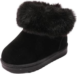 Зимние сапоги для девочек-подростков, с меховой подкладкой, до середины голени, теплые замшевые уличные сапоги для езды, детская обувь, размер 12M-12T Zzalalana, Black