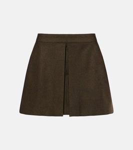 Мини-юбка из шерстяной фланели Ami Paris, цвет dark coffee