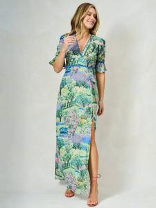 Платье макси Blake с пейзажным принтом и глубоким вырезом Hope & Ivy, Green/Multi