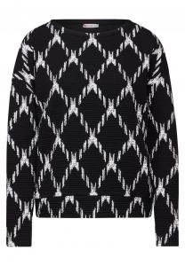 Топ с длинными рукавами STRUKTUR MIT KAROMUSTER Street One, черный