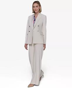 Женский двубортный блейзер, креповая блузка с геометрическим принтом и широкими брюками в стиле «матрос» KARL LAGERFELD PARIS, черный