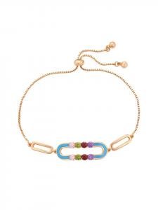Faina Женский браслет-цепочка с стразами, розовое золото, разноцветный