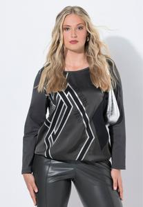 Топ Ulla Popken DIAMOND GRAPHIC , Khaki Grey/Khaki