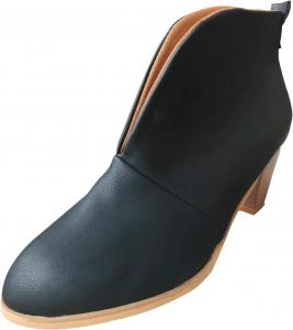 Женские ботильоны ZBYY с заостренным носком, массивным средним каблуком, вырезом в форме V, короткие ковбойские стильные туфли, Black