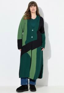 Кардиган Ulla Popken LONG- STRUKTUR V-AUSSCHNITT, Emerald Green/Green