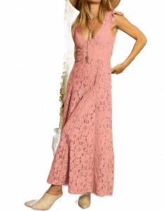 Розовый комбинезон с кружевными вставками и рукавами-крылышками Rose Lace Flutter Sleeve Blue Buttercup