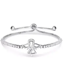 Браслет-Боло с регулируемым слайдером в форме ангела из кубического циркония, посеребренный Macy'S, silver