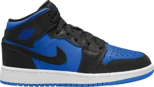 Кроссовки Air Jordan 1 Mid GS 'Black Royal Blue', синий