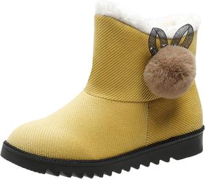 No Brand Женские модные короткие зимние ботинки из замши однотонные с теплым плюшем и плоской подошвой (желтые, 6.5)