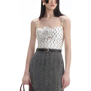 Футболка женская белая в горох Self-portrait, белая матрица с точками