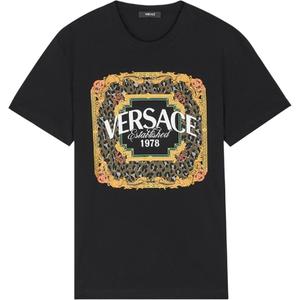 Versace Мужская черная футболка с круглым вырезом, умеренно прямой крой