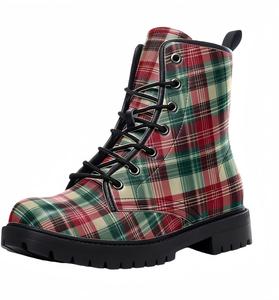 Женские короткие ботинки с принтом, шнуровкой и массивным каблуком, боевые ботильоны на осень и зиму для девушек, с узором в виде роз, черепов, бабочек и мультяшных цветков Maimeili, Grid