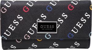 Женский клатч-кошелек с принтом логотипа GUESS - черный, многоцветный