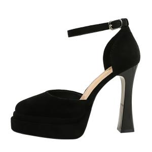 YAFEI XUANYU Тёмно-коричневые женские туфли на платформе с массивным каблуком 11,5 см, цвет Dark Brown