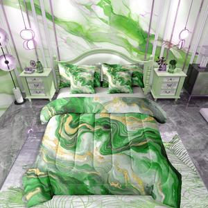 Erosebridal Комплект постельного белья Marble King Size красный минимализм с эффектом глиттера, Green Gold White