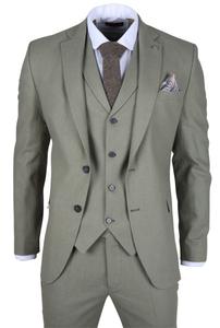 TP-22 Льняной летний костюм-тройка TruClothing, зеленый