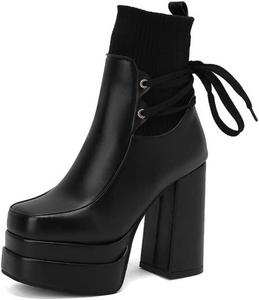 Женские ботильоны Artykey на платформе с высоким каблуком, квадратным носком и массивным каблуком, модные повседневные ботинки для улицы, дождевые ботинки, Black