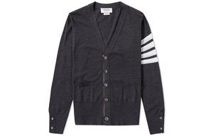 Кардиган из мериносовой шерсти с V-образным вырезом THOM BROWNE, темно-серый