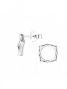 Alexander York Квадратные серьги-гвоздики с ажурным дизайном из серебра 925 пробы, комплект из 2 штук