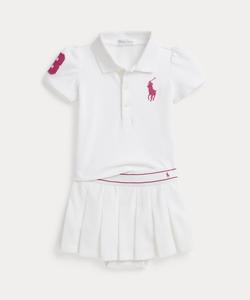 (Детский) Комплект из сетчатой рубашки-поло и юбки-шорты "Большой пони"