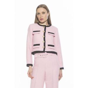 Женский пиджак из розового твида с круглым вырезом и рукавами 3/4 дюйма Alexia Admor, розовый