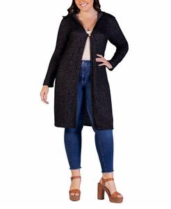 Кардиган с капюшоном длиной до колена, большого размера 24seven Comfort Apparel, Black