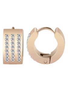 Adeliás Женские серьги - серьги-кольца на шарнирах из нержавеющей стали с золотыми стразами