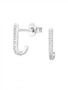 Alexander York Серьги-гвоздики овальной формы с циркониями из серебра 925 пробы, комплект из 2 штук