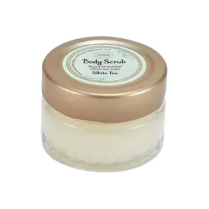 Нежный скраб для тела с солью Мёртвого моря и жасмином для очищения и восстановления 60 г отшелушивающий SABON, белый Tea