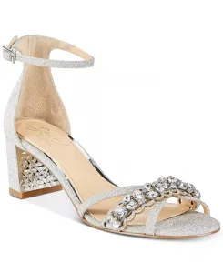 Женские вечерние сандалии Giona на квадратном каблуке Jewel Badgley Mischka, серебряный