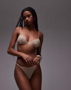 Трусики-танга Avril премиум-класса, украшенные пайетками и бисером, золотого цвета - GOLD Asos Design