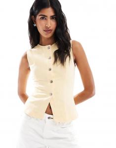 Джинсовый жилет Miss Selfridge цвета пахты