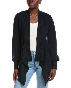 Осенний кашемировый кардиган с ребристым драпом из смеси кашемира и шерсти Autumn Cashmere, синий