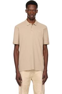 Хлопковая пике-поло с логотипом Hugo, бежевый