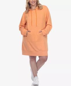 Платье-толстовка с капюшоном больших размеров White Mark, оранжевый
