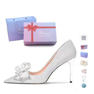 Take the Qin Туфли Slim Heel High Heels Women's Silver Gift Box Set