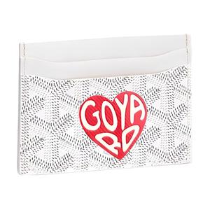 Сен-Сюльпис Холщовый Кожаный Картхолдер Унисекс Белый и Красный Маленькое Сердце GOYARD