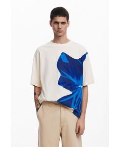 Мужская футболка с коротким рукавом и цветочным принтом Desigual, Off white