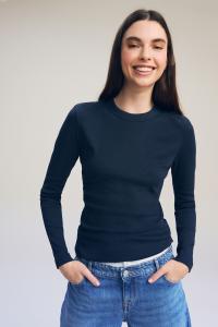 Топ в рубчик с длинными рукавами и круглым вырезом Next, синий