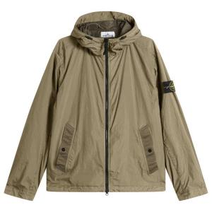 Куртка с капюшоном из жатой ткани Stone Island, military зеленый