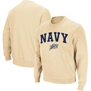 Мужской толстовка с круглым вырезом золотого и темно-синего цвета с аркой и логотипом Midshipmen Colosseum