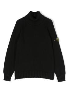 Stone Island Junior джемпер с воротником-воронкой, черный