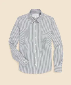 Рубашка из эластичного хлопка в полоску «добби», приталенный крой.