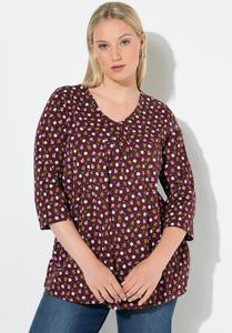 Топ Ulla Popken LEBKUCHENFIGUREN A-LINIE V-AUSSCHNITT 3/4-ARM, Plum/Dark Purple