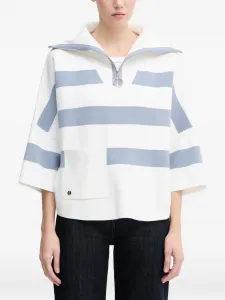 Полосатый свитер на молнии Joseph Ribkoff, белый