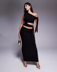 Юбка-макси с двойными фигурными изгибами, облегающая, черного цвета Fashionkilla