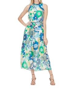 Платье макси с плиссированным вырезом в цвете георгины Jade, цвет dahilias